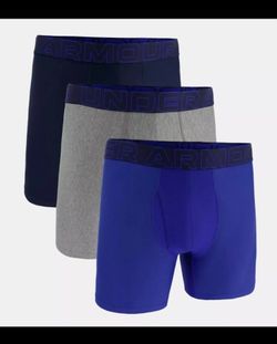 Under Armour UA XL 3 Pack Performance Tech 6" Boxerjock Three Boxer Briefs Blue
