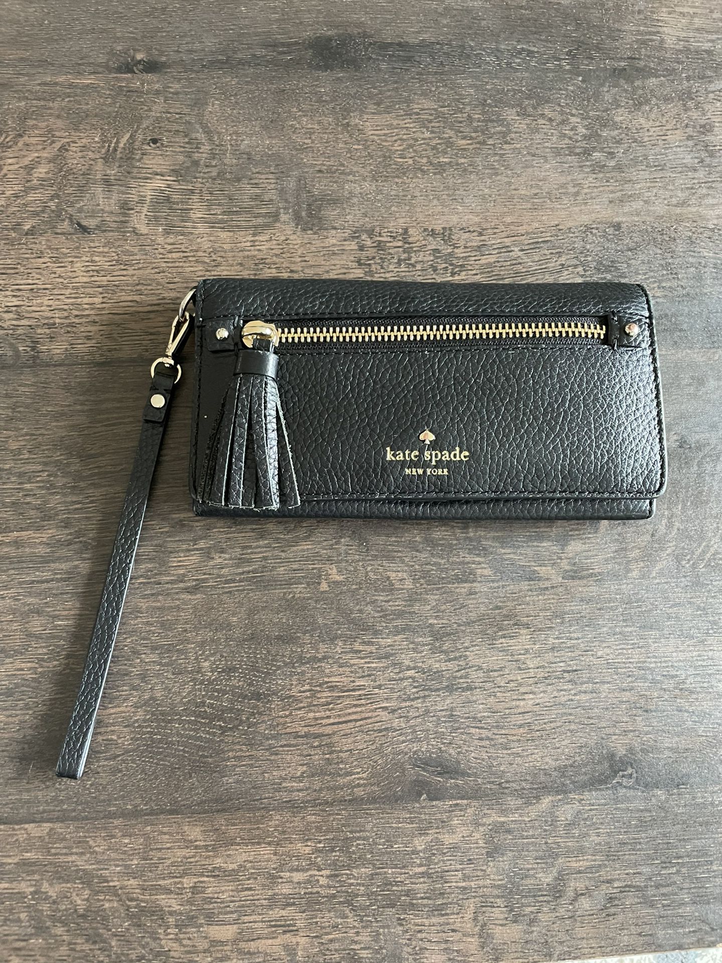 Kate Spade Black Leather Wristlet Wallet