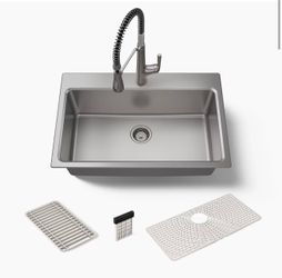 33" top-/undermount single-bowl workstation kitchen sink kit