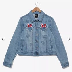 Disney Minnie Mouse Silhouette Women's Cropped Denim Jacket 