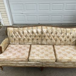 Off-white and Gold Antique French Provincial Sofa