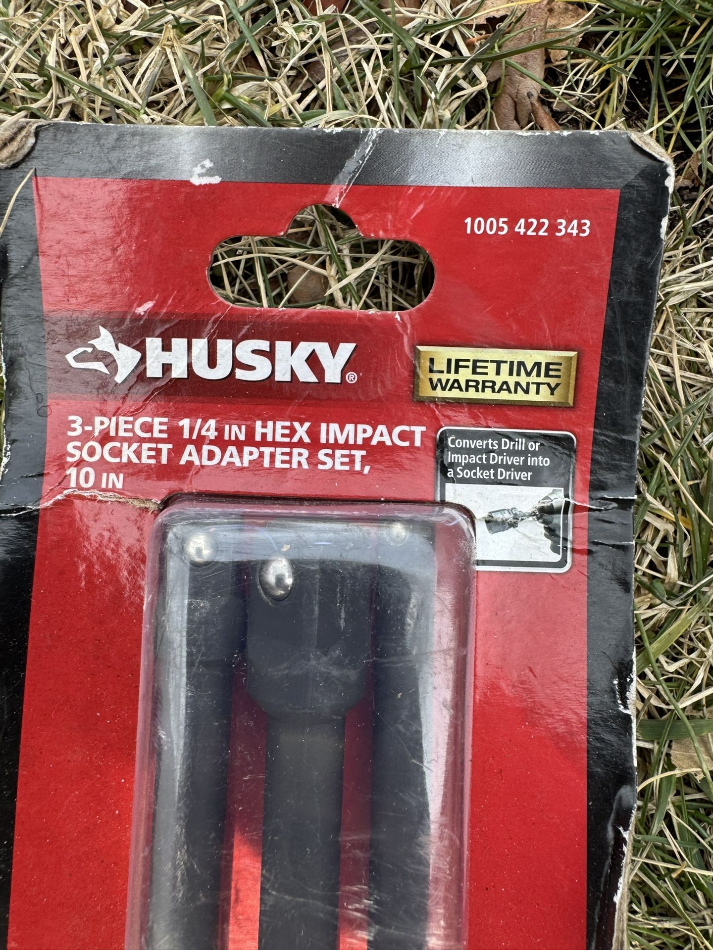 Husky 3 Piece 1/4in Hex Impact Socket Adapter Set 10in 1005 422 343
