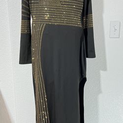 Dress  Stunning Gold Black Rhinestone long dress Size M/L