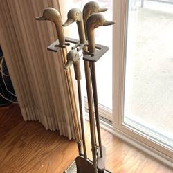 Antique Brass Fireplace Set