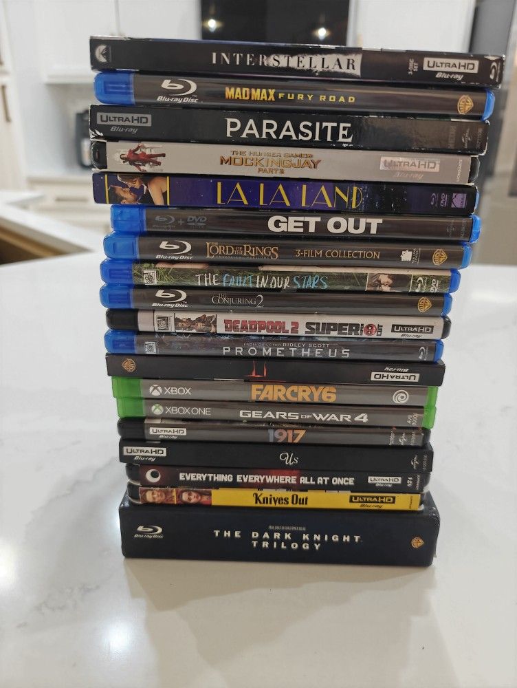 Bluray 4K UHD movies and XBOX ONE games