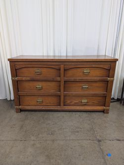 Windjammer Dark Wood Dresser with Brass Pulls