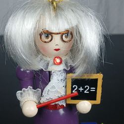 Vintage 1999 Nutcracker Village Wood Victorian School Teacher Handmade Christmas