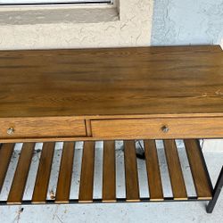 Solid Wood Two Drawer Table Shelf 