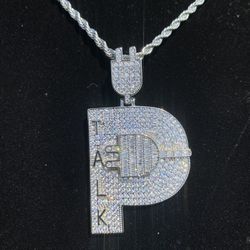 14K Iced Out “Plug Talk” Pendant 