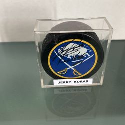 Buffalo Sabres Jerry Korab Signed Hockey Puck 