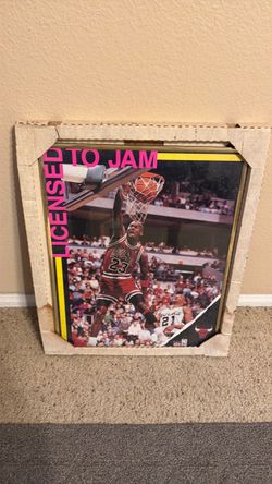 Vintage 1989 Costacos Brothers Michael Jordan "Licensed to Jam" 16x20 Framed Poster