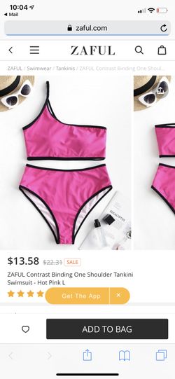 Brand New Zaful Hot Pink 1 shoulder strap bikini Sz L