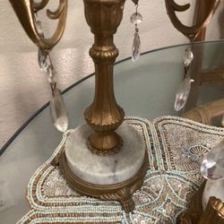2 Beautiful Marble Based Candelebra Antique 
