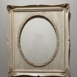 Vintage Ornate Decorative Picture Frame 8x10” Cream Oval Image Shabby Chic