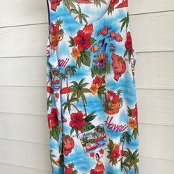  Sun Dress Hawaiian tropical floral print beach cover Fringe Dress Oversized