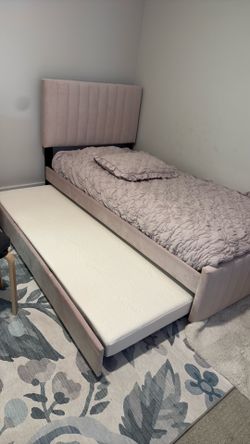 Twin upholster bed with trundle plus both mattress