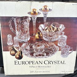 9 piece crystal hostess set