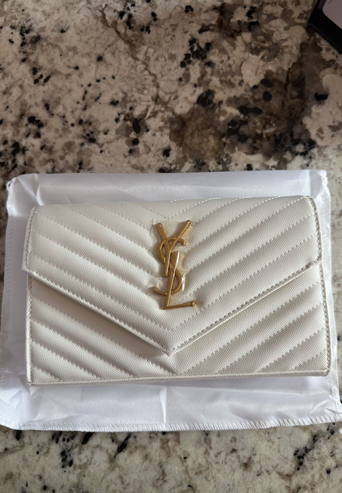 YSL White Envelope Purse
