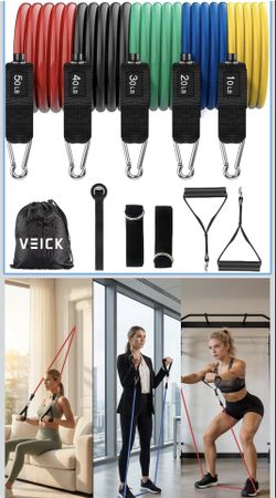VEICK Resistance Bands, Exercise Bands, Workout Bands, Resistance Bands for Working Out with Handles