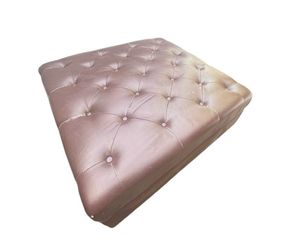 Large Leather Tufted Ottoman – Nailhead Trim Classic Style