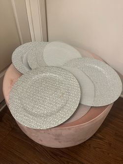 Silver Glitter Charger Plates Set of 4