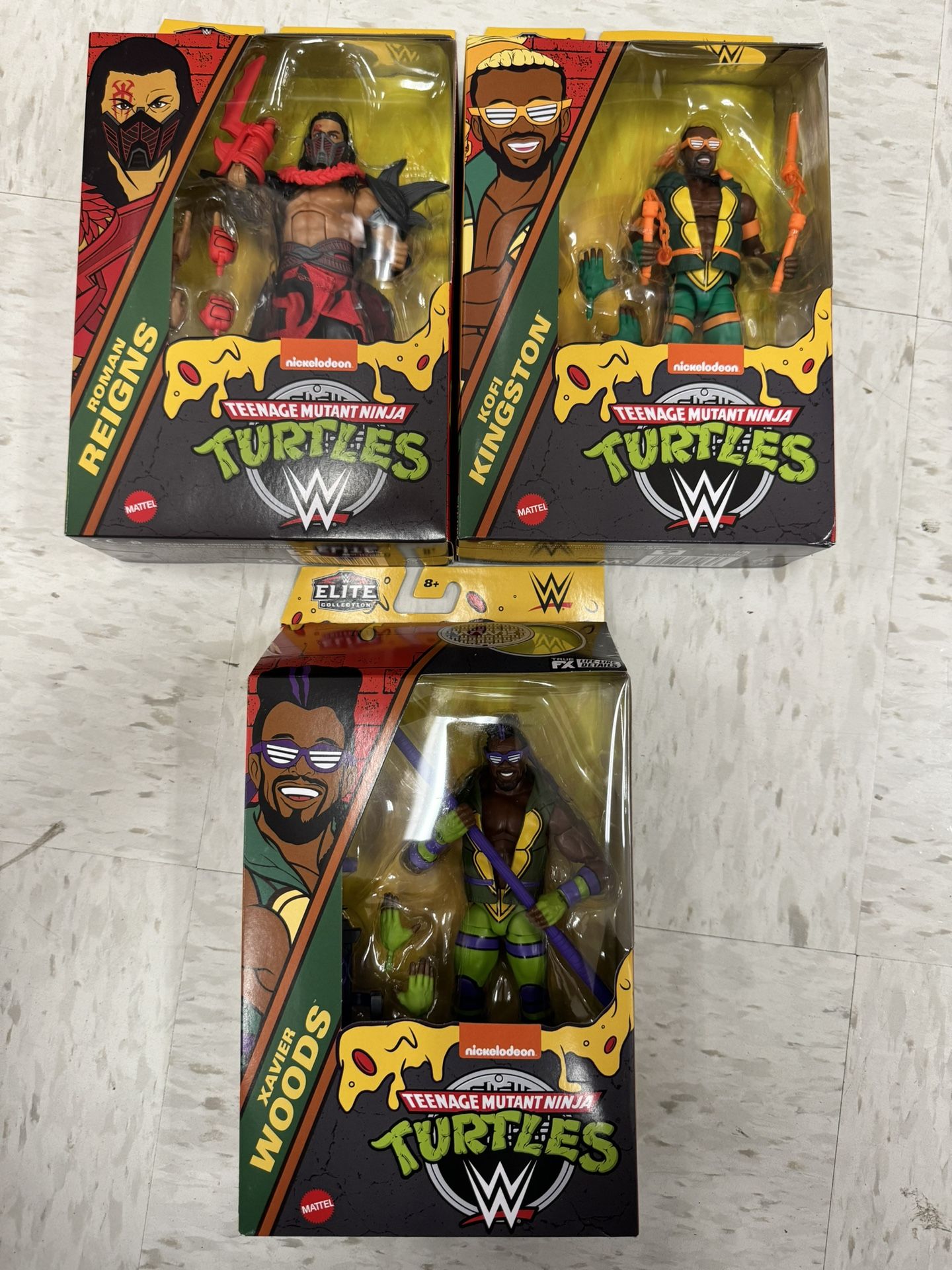 TMNT X WWE 2024 Elite Collection Kofi Kingston/Roman Reigns/Xavier Woods Figures