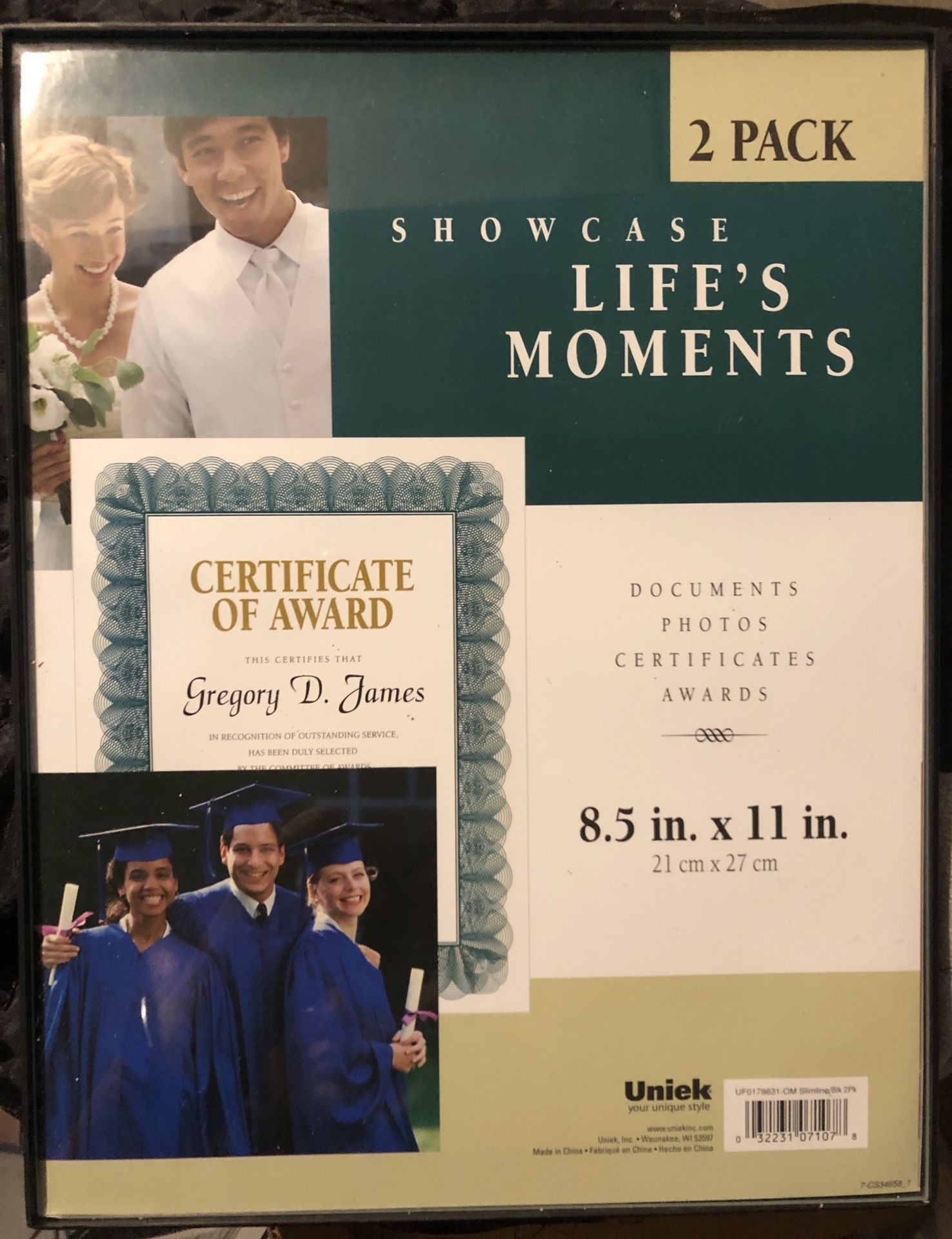 8.5 x 11 black picture/certificate frames - total of 37 frames