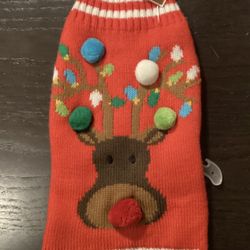 Rudolph The Red Nosed Reindeer Sweater For Dog Size XS Or Other Animal *New With Tags