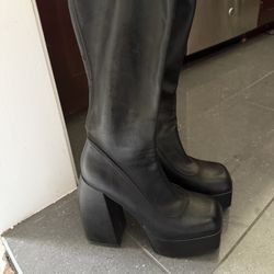 Black Knee High Platform Boots