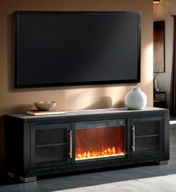 Brand New Black 72'Inch TV Stand w Heating Fireplace