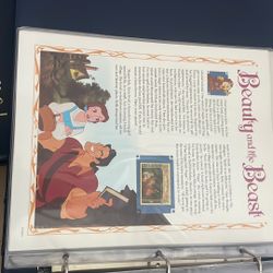 Beauty And The Beast Disney Collectors Panel 6 Pages W/ Collector’s Postage Stamps 