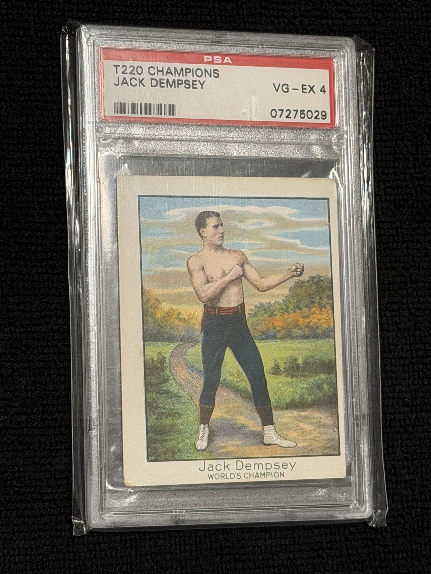* 1910 T220 MECCA CHAMPIONS JACK DEMPSEY BOXING CARD - PSA 4 * Wow - 116 year OLD CARD