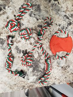 Christmas Dog Rope Toy, 6-Pack Christmas Stocking Toy Gift Set Cotton Rope Knot Chew Toy for Medium and Large Dogs Teething Cleaning and Training