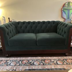 Emerald green chesterfield loveseat