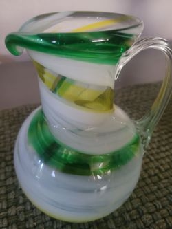 Art Glass Hand-Blown Pitcher