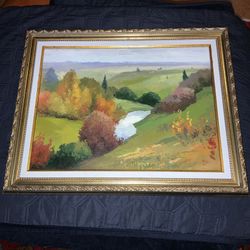 Oil On Canvas Original Painting. “Autumn’s Day”. 19.5” x 1.5” x 15.5”