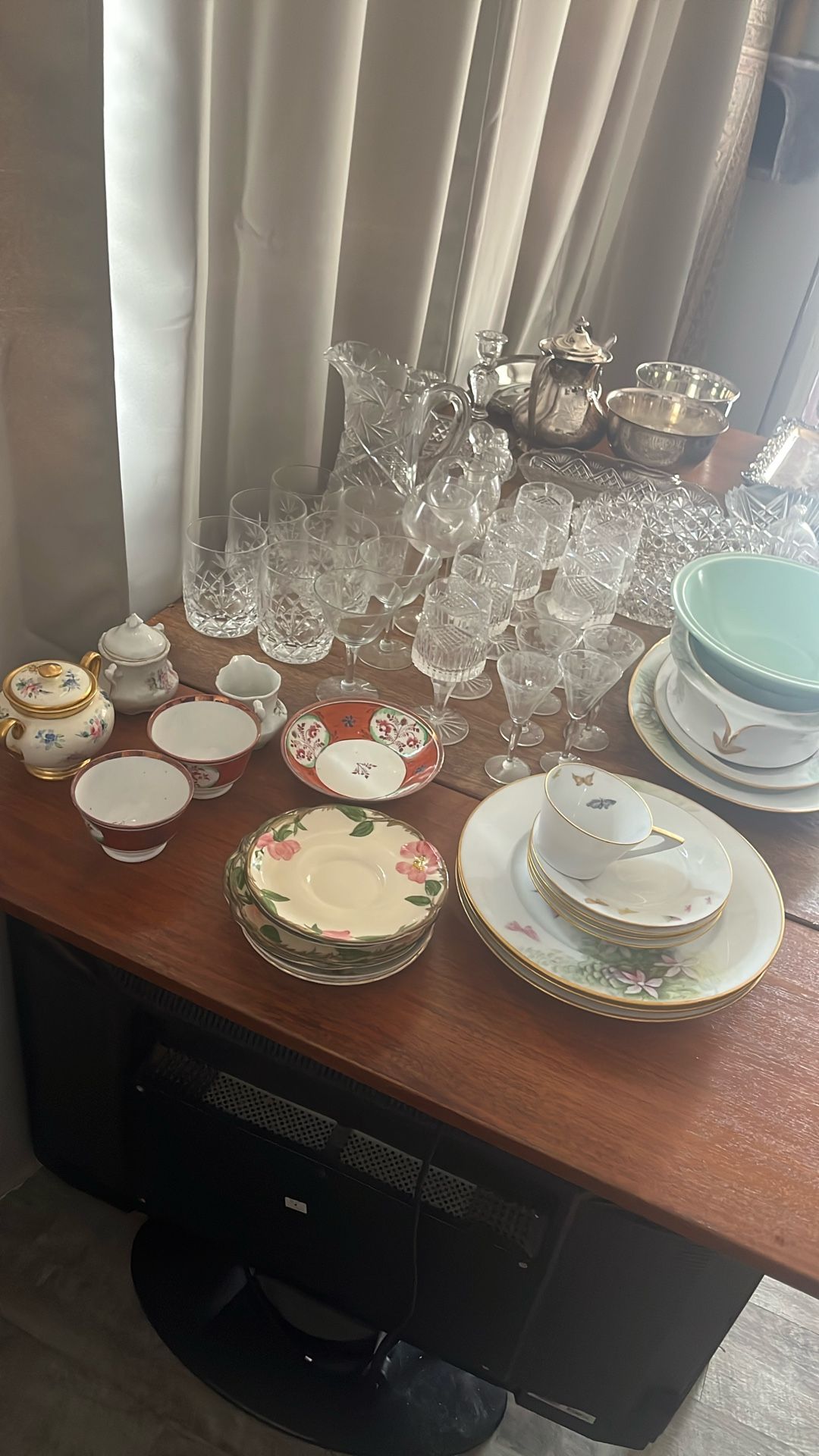 Lot Of China And Silver Plateed Dishes. 