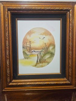 Nathan signed Framed Coastal Landscape Painting