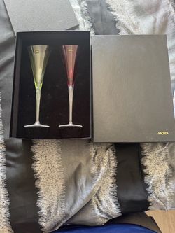 Hoya Crystal Champagne Flutes Set of 2