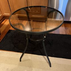 Patio Table Smoky Glass With Metal 24” Wide, 26.75” Tall, Just The Right Size For A Balcony! Still Available May 1st