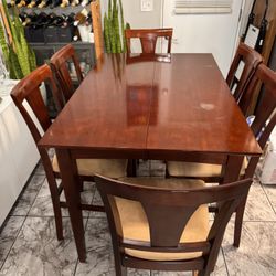 Solid wood extendable dining table 6 chairs