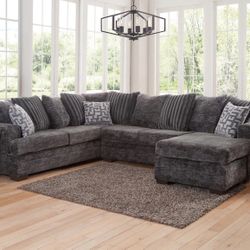 Galatic Charcoal RAF Chaise Sectional - Shop Now Pay Later - $39 Down
