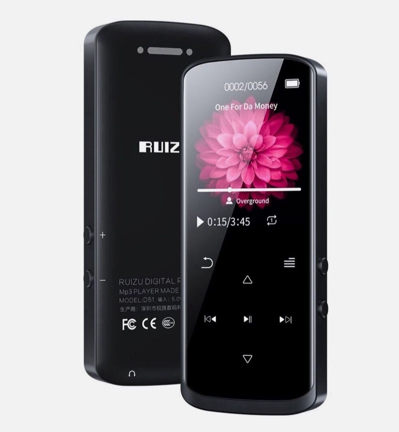 RUIZU 8GB Bluetooth Mp3 Player HiFi Lossless Built-in Speaker FM, Up to 128GB Black