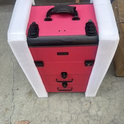 Pink luggage makeup case