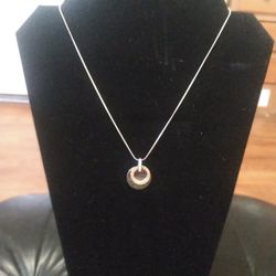 Two Hoop Charm Rhinestones Necklace