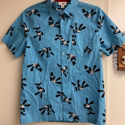Disney Oswald Lucky Rabbit Mickey Mouse Button Up Shirt XS