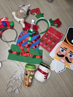 Christmas Holiday Bundle St Nicholas Square Santa Snowman Mug Headband Decor