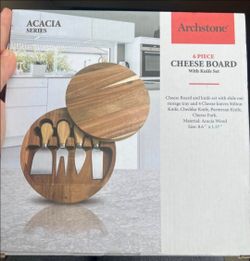 Title: Elegant 6-Piece Wooden Cheese Board Set