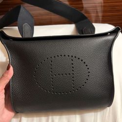 Hermes Crossbody Bag Black Real Leather