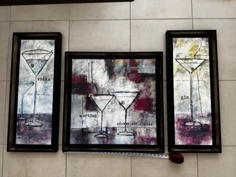 Martini Cocktail Wall Art Triptych Set